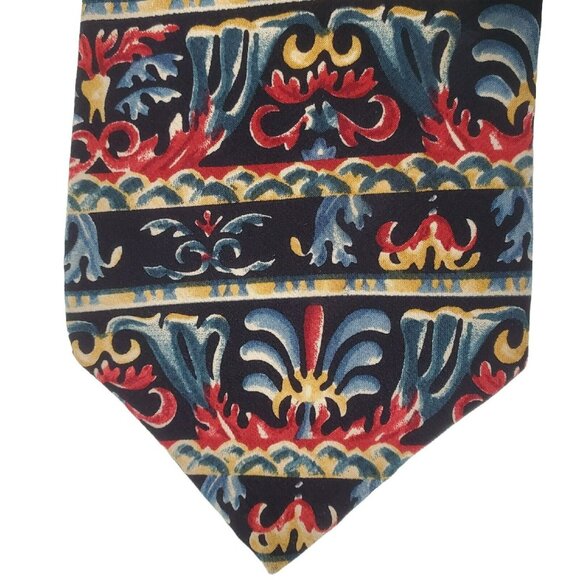 Metropolitan Museum Of Art Silk Necktie Horizonal Pattern Blue Red Gold Tribal - Picture 4 of 8